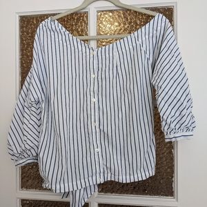 Frame tie back striped button up shirt